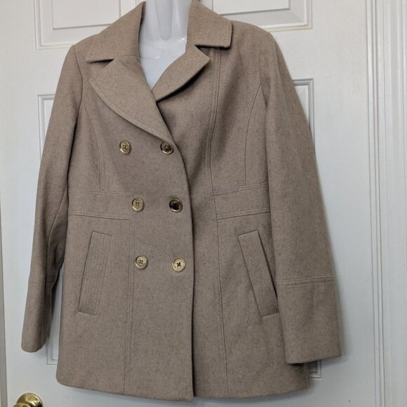 MICHAEL Michael Kors Wool Blend Notch Lapel Button Front Double Breasted Peacoat - Picture 1 of 11